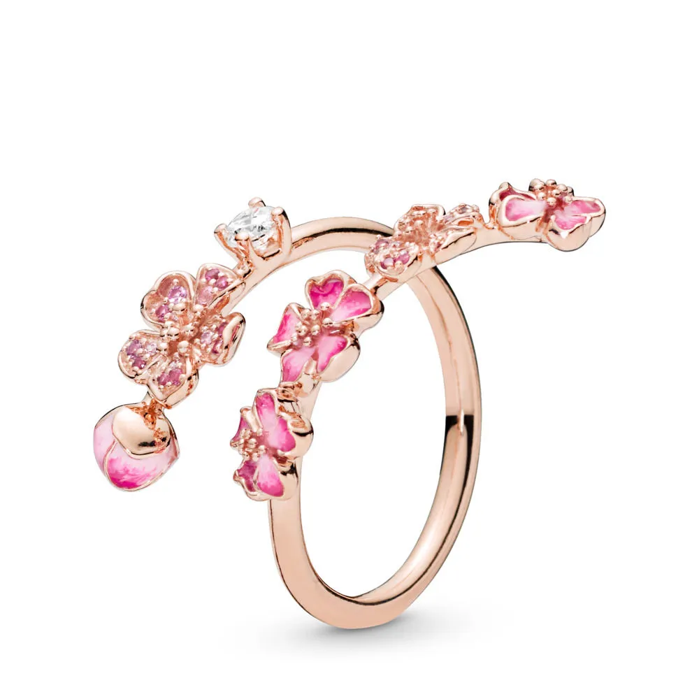 pandora rosa ferskenblomstgren åpen ring 188088nccmx