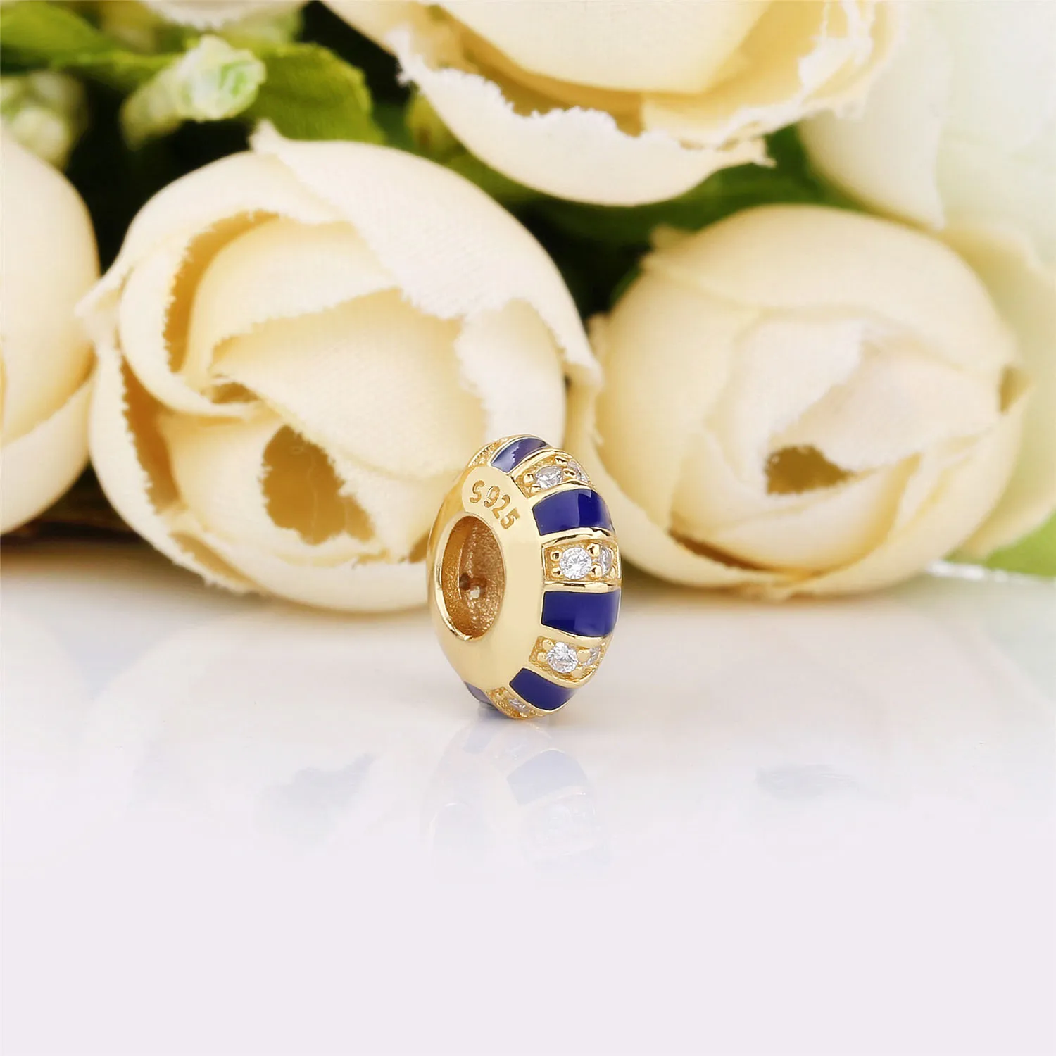 Pandora Shine spacer with clear cubic zirconia and blue enamel Charm - 768029CZ