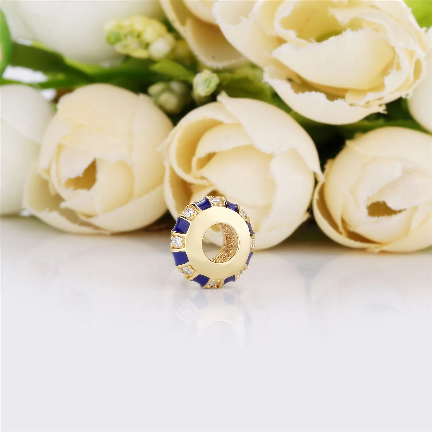 Pandora Shine spacer with clear cubic zirconia and blue enamel Charm - 768029CZ