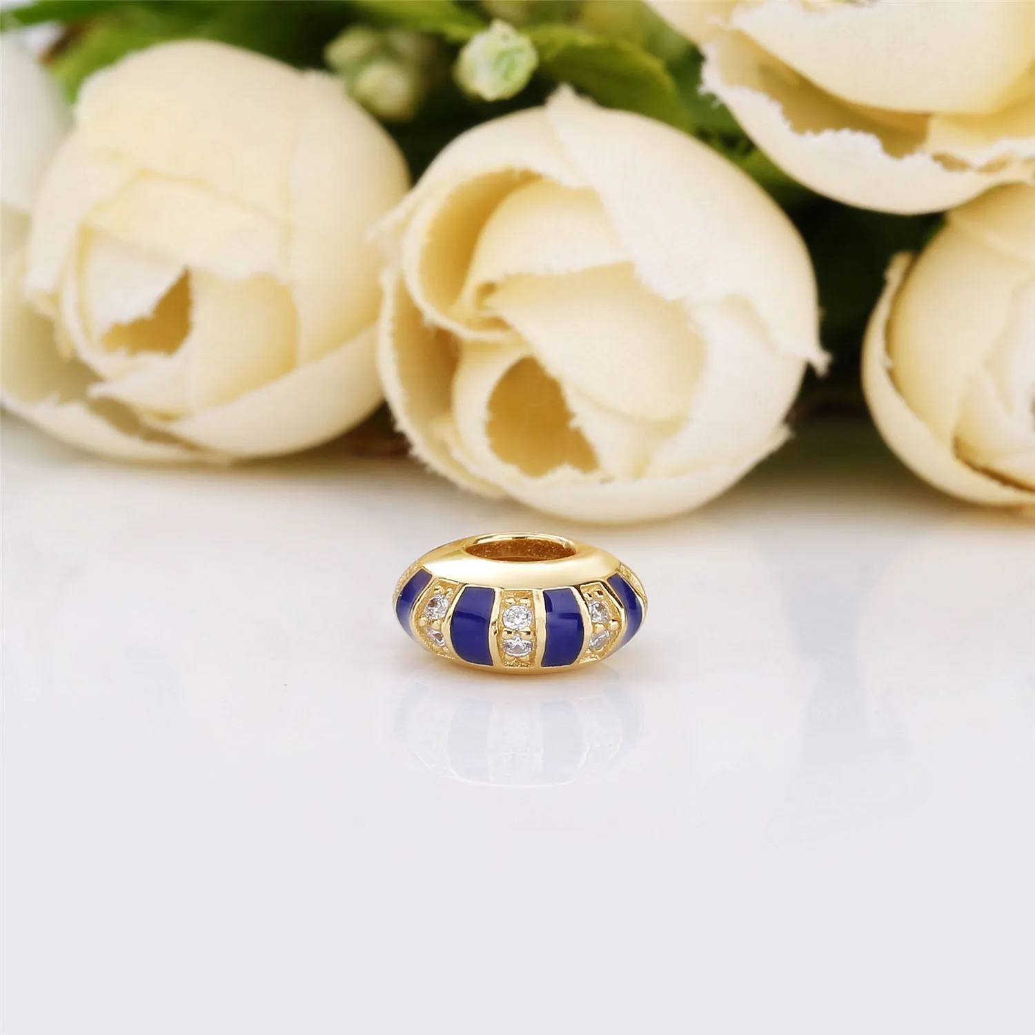 Pandora Shine spacer with clear cubic zirconia and blue enamel Charm - 768029CZ