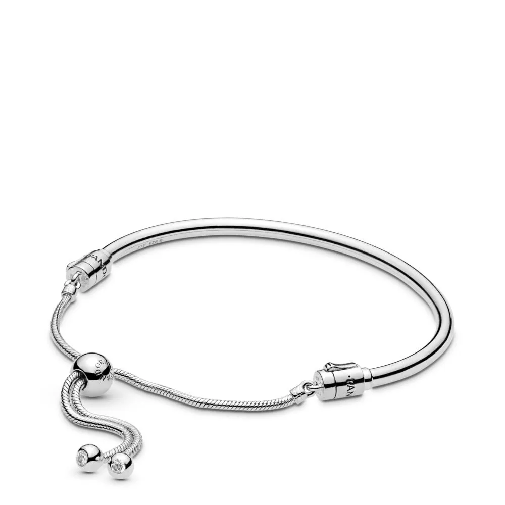 pandora silver bangle with clear cubic zirconia and sliding clasp 597953cz