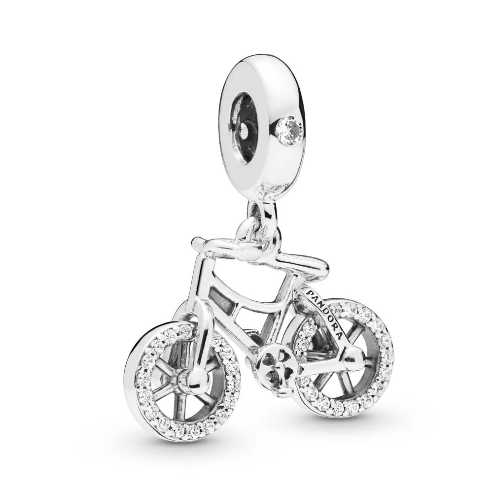 pandora sykkel sølv dingle med klare cubic zirconia 797858cz