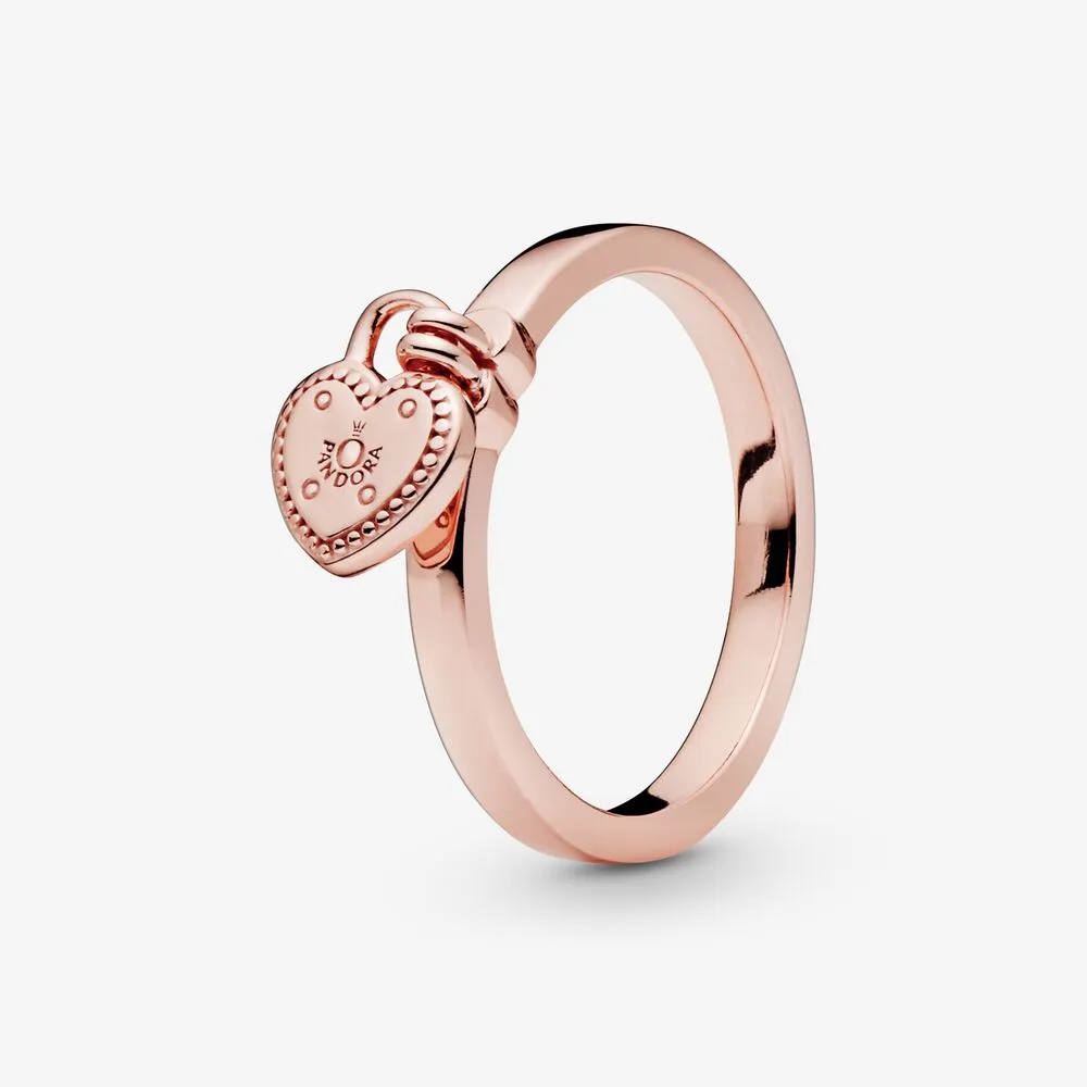 heart padlock pandora rose ring 186571