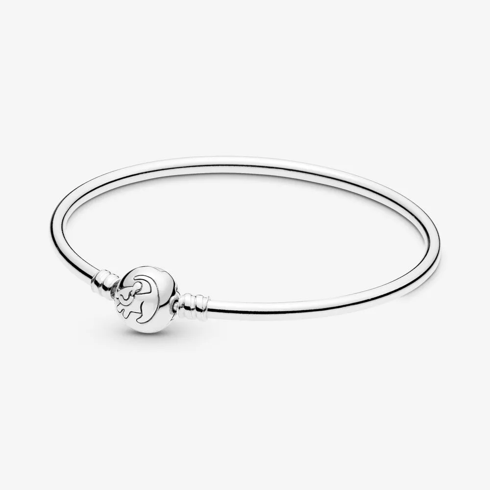 pandora disney simba silver bangle with golden coloured cubic zirconia 598047ccz