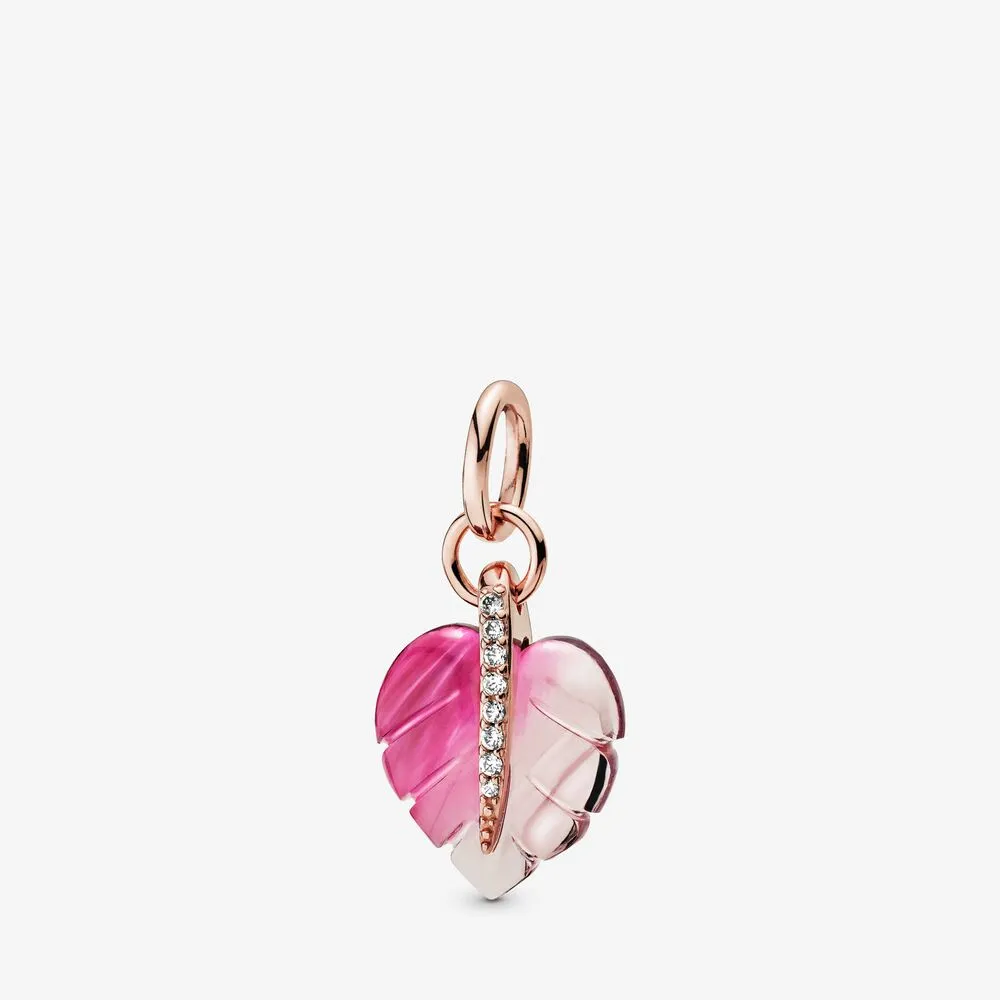 pandora pink murano glass leaf anheng 388258pmu
