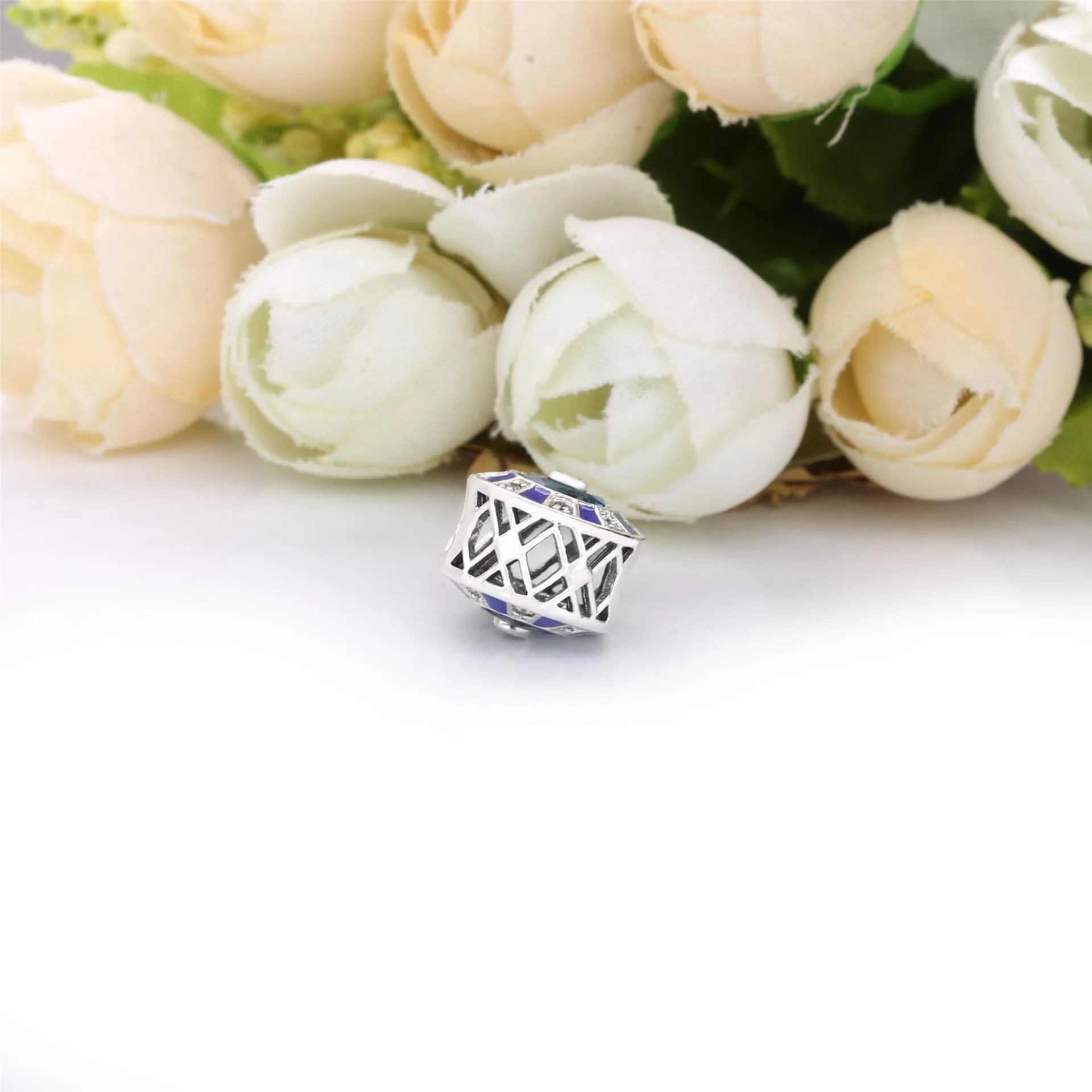 Pandora Silver charm with clear cubic zirconia, moonlight blue crystal and blue enamel - 798031EN195