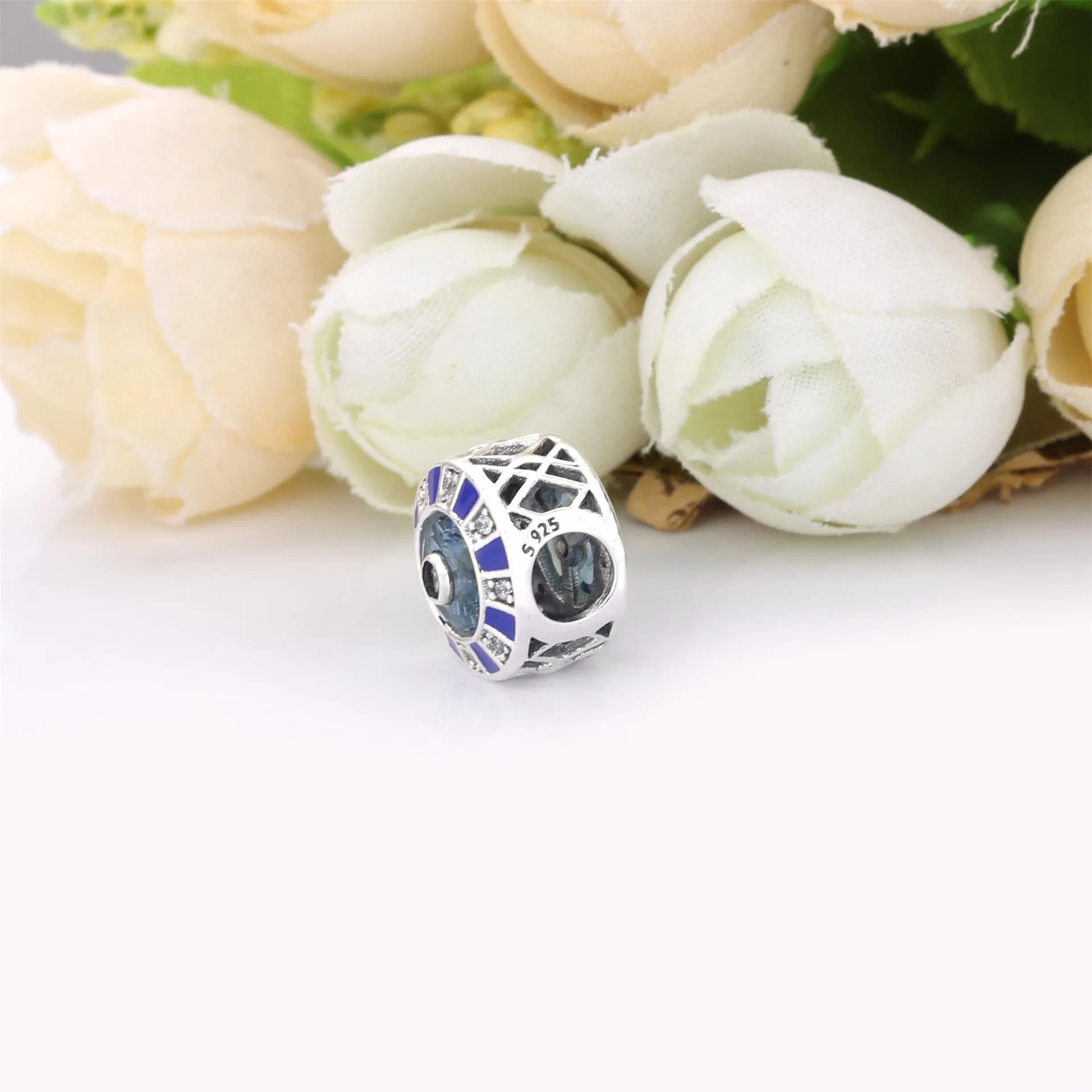 Pandora Silver charm with clear cubic zirconia, moonlight blue crystal and blue enamel - 798031EN195