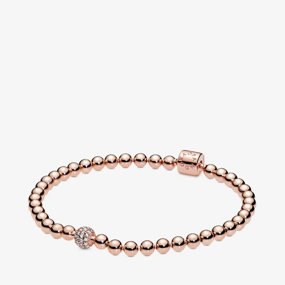 pandora sølvkuler og pavé armbånd 588342cz