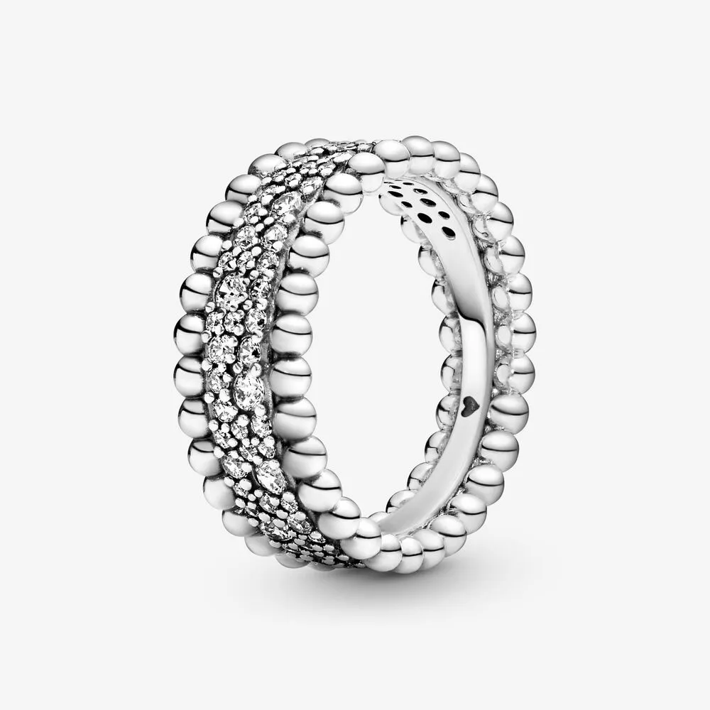pandora sølvkuleprydet pavèbånd ring 198676c01