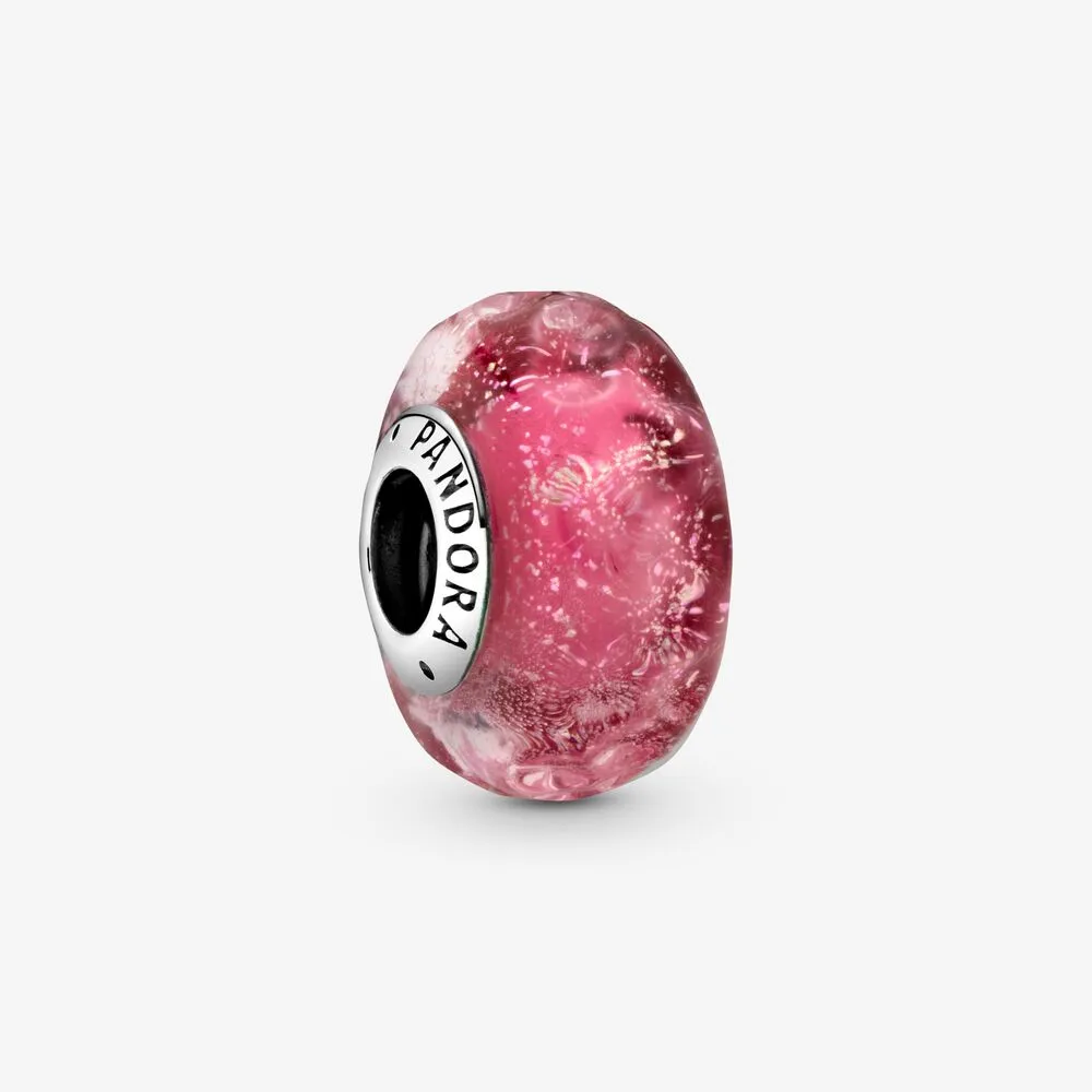 pandora bølget fancy rosa muranoglass charm 798872c00