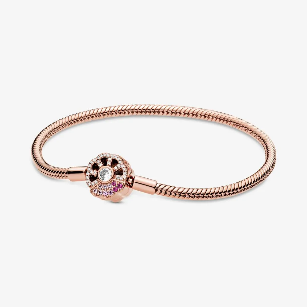 Pandora Moments Rosa Vifteformet Klemme Slangekjedearmbånd - 588145C01
