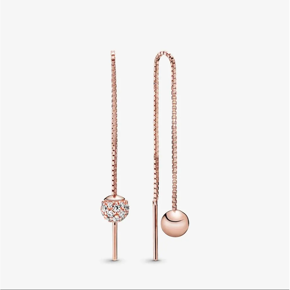 pandora polished pavé bead dangle øreringer 288325cz