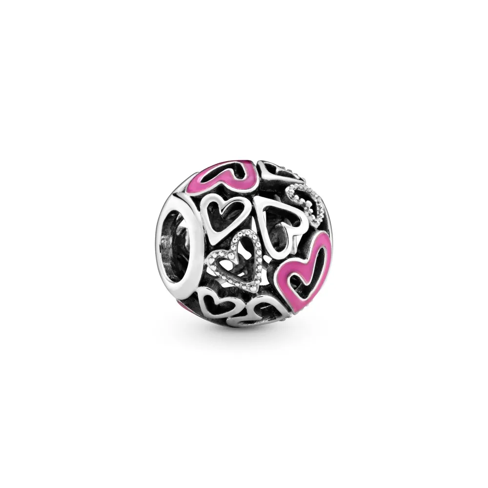 pandora rosa åpen frihånd hjerteformet charm 798677c01