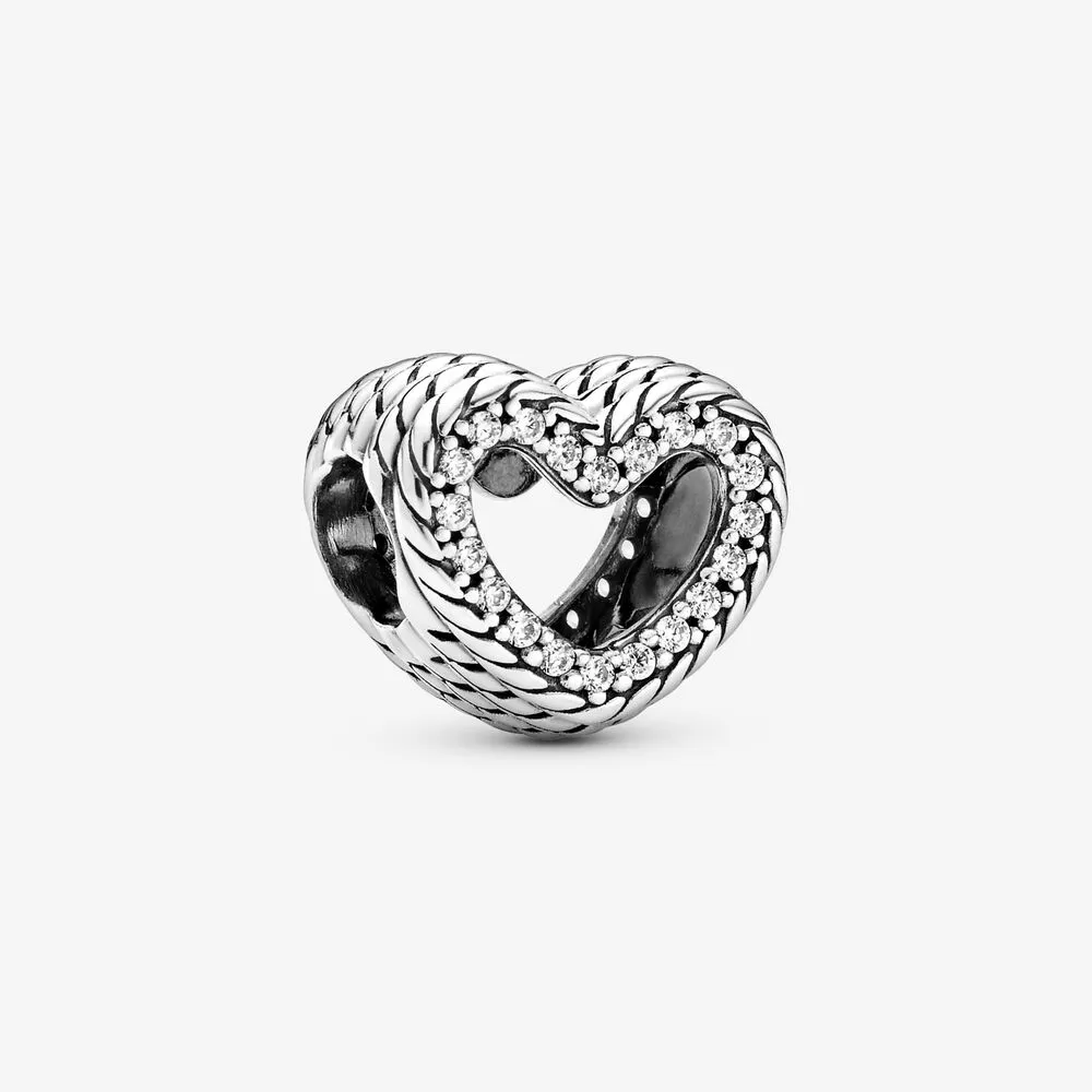 pandora slangekjedemønstret åpent hjerte charm 799100c01