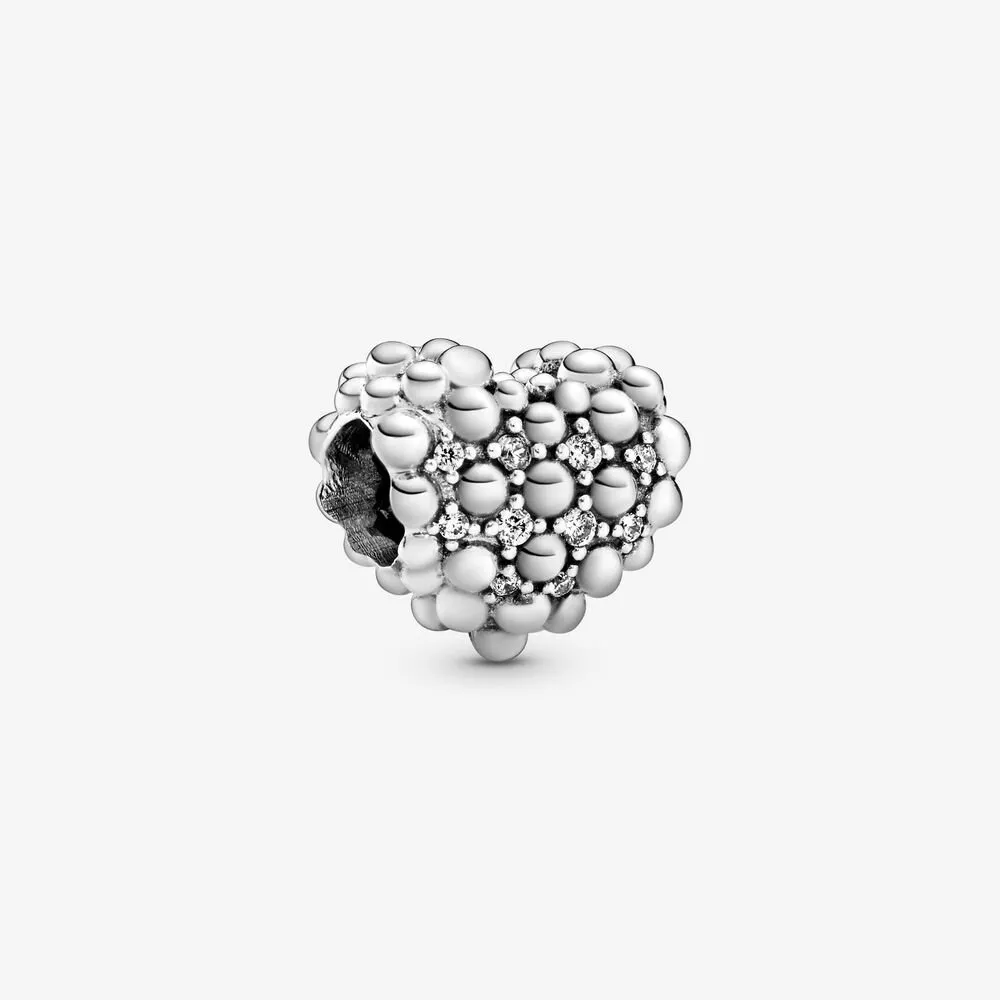 pandora sølvkuleprydet funklende hjerte charm 798681c01