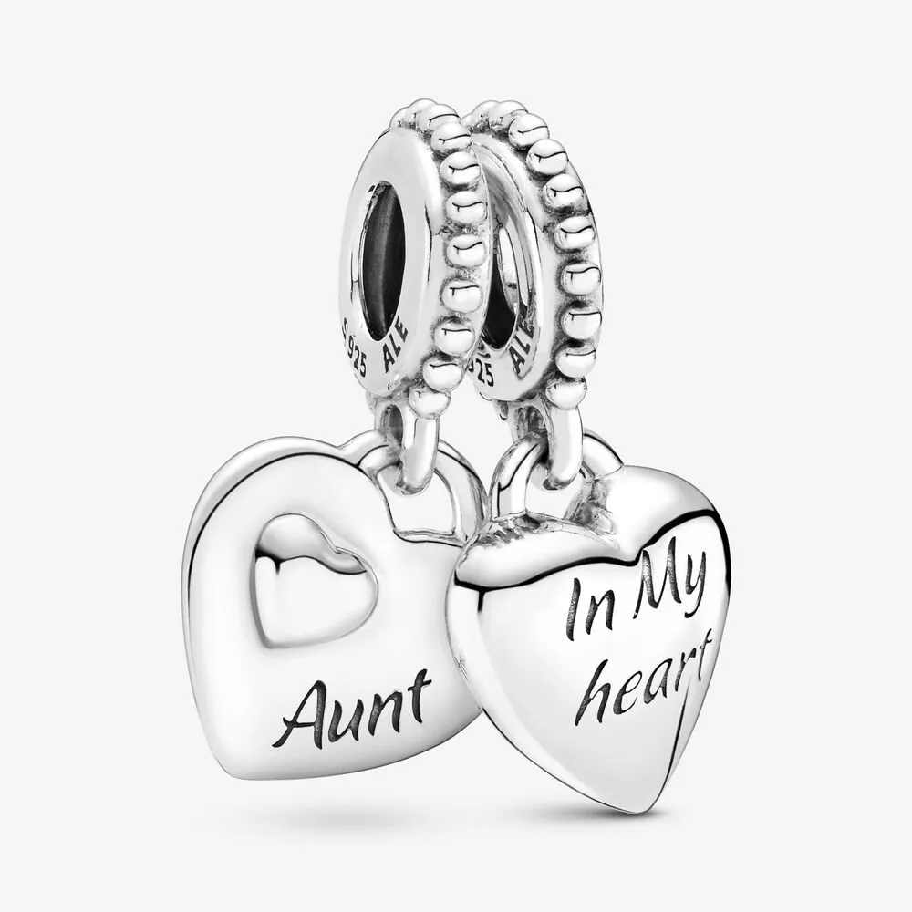 Pandora Tante og Niese Delt Hjerte Hengende Charm - 799188C00