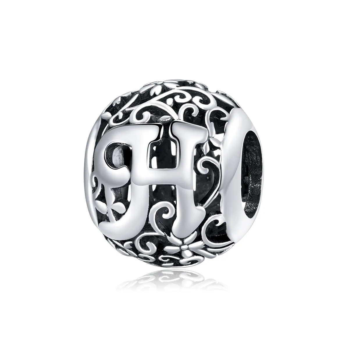 pandora style openwork flower letter h charm scc1444 h
