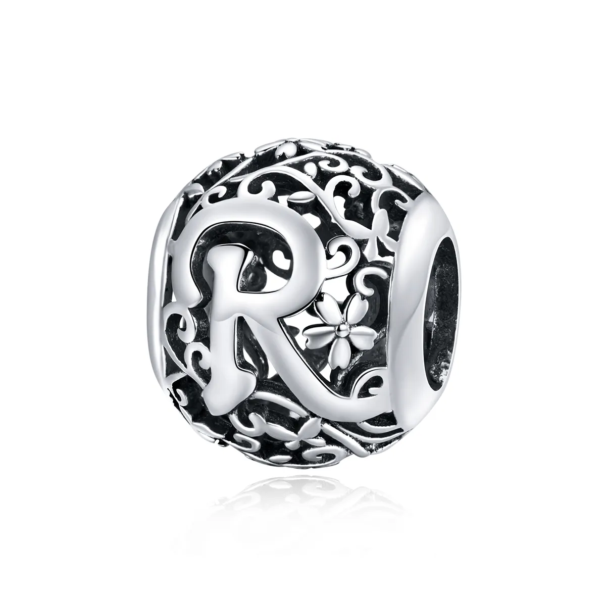 pandora style openwork flower letter r charm scc1444 r