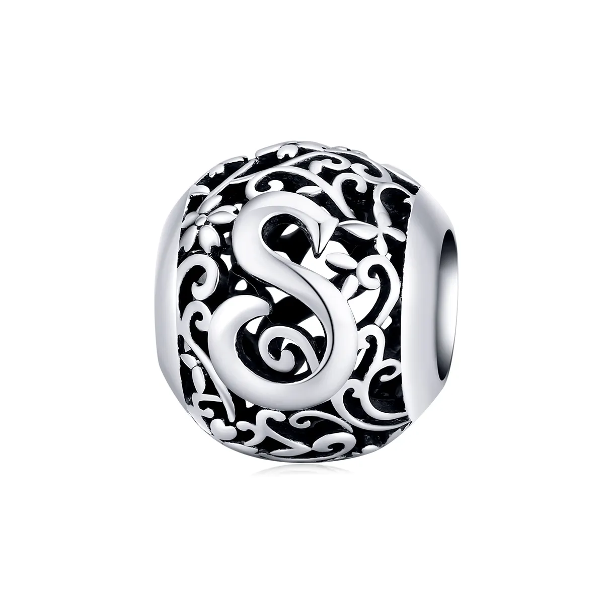 pandora style openwork flower letter s charm scc1444 s