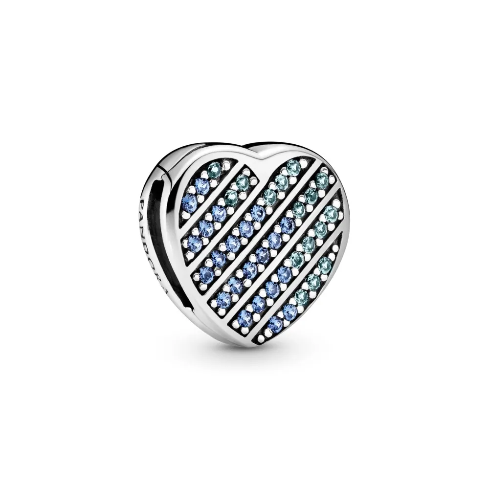 pandora blå pavé hjerte klemmecharm 799346c01
