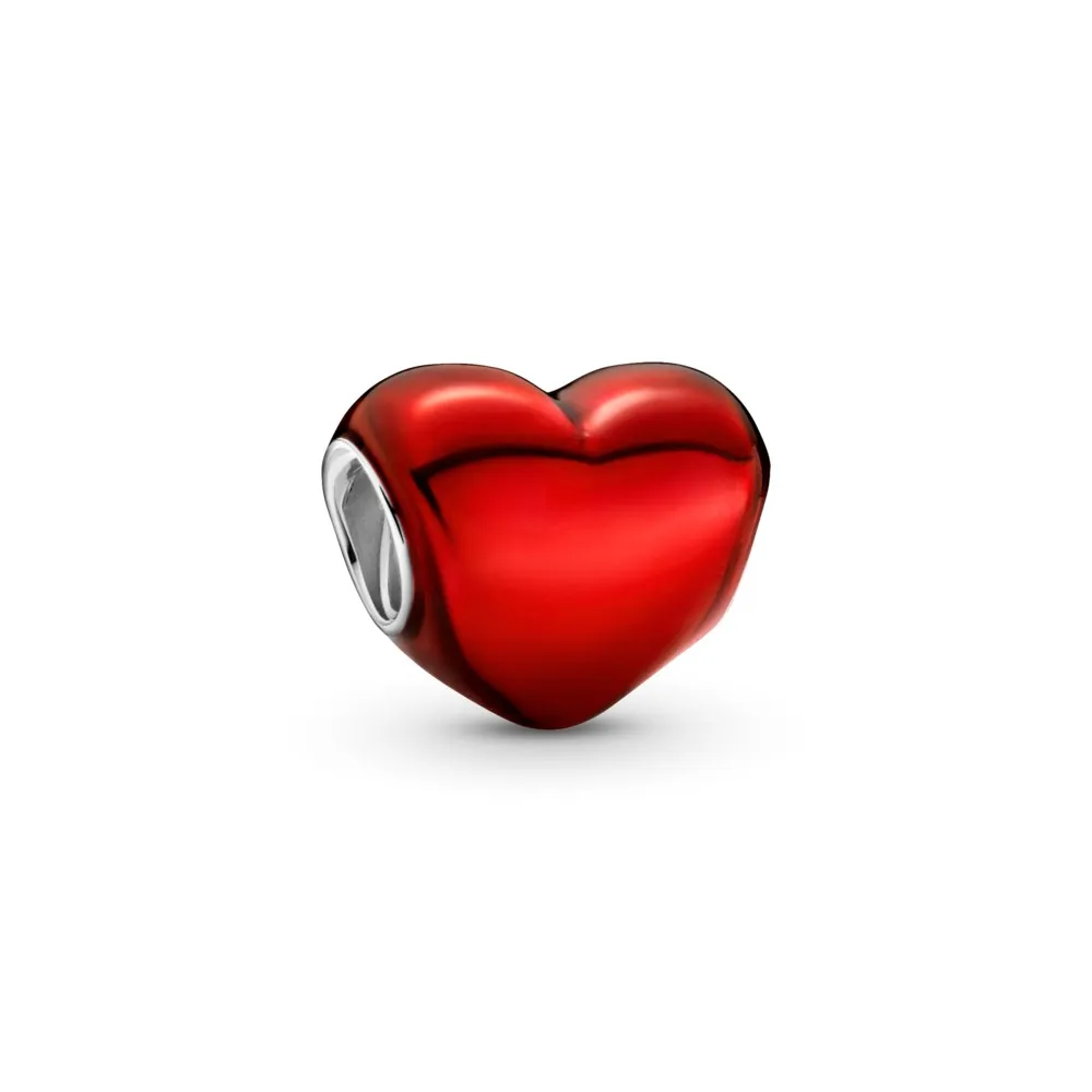 pandora metallisk rød hjerte charm 799291c02