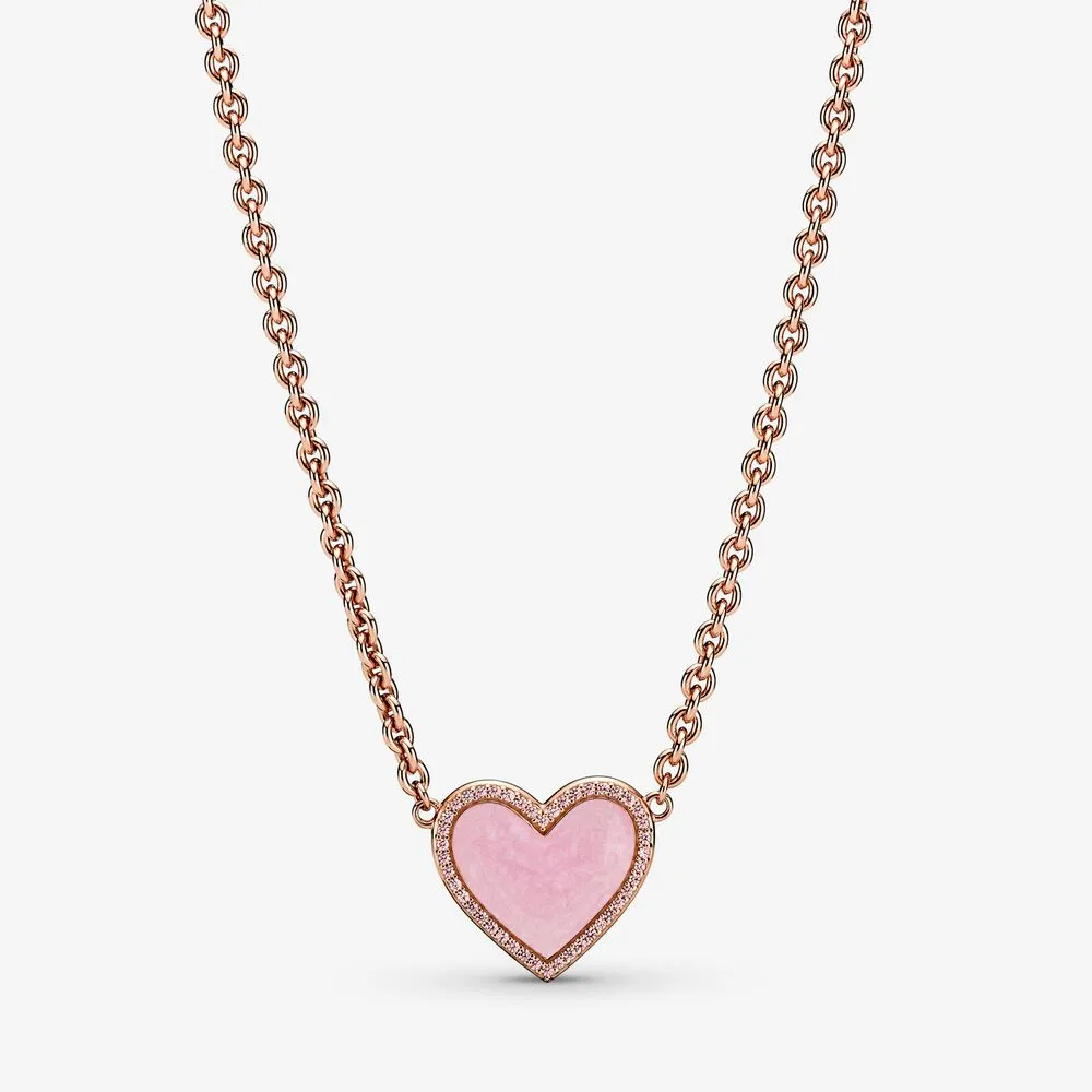 pandora rosa virvel hjerte collier halskjede 389279c01