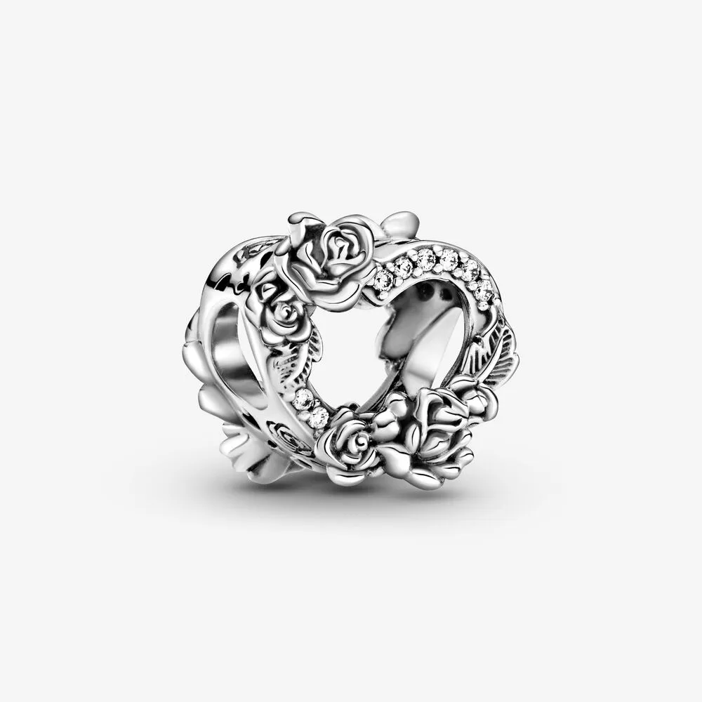 pandora åpent hjerte og roseblomster charm 799281c01