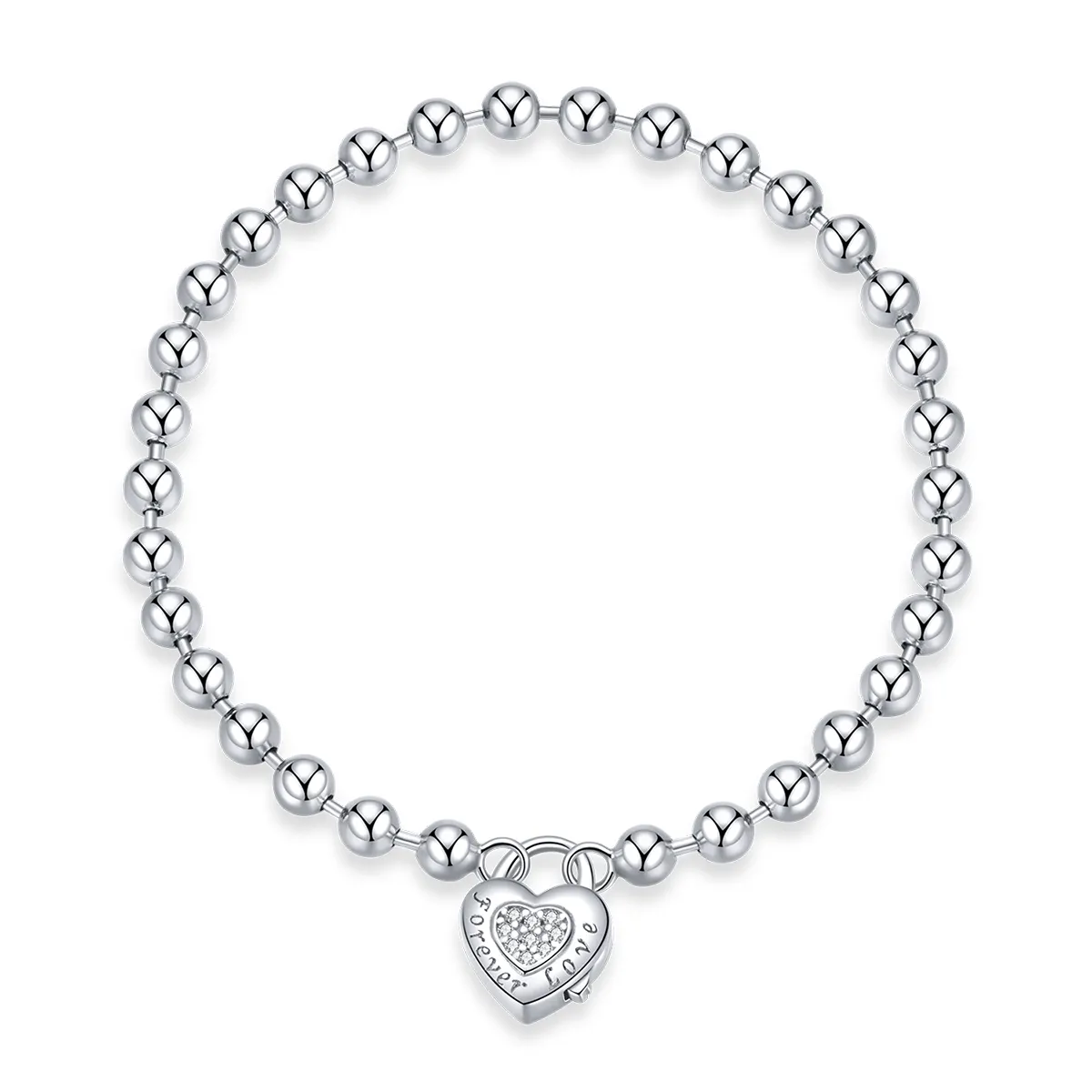 pandora style silver bead chain armbånd scb203