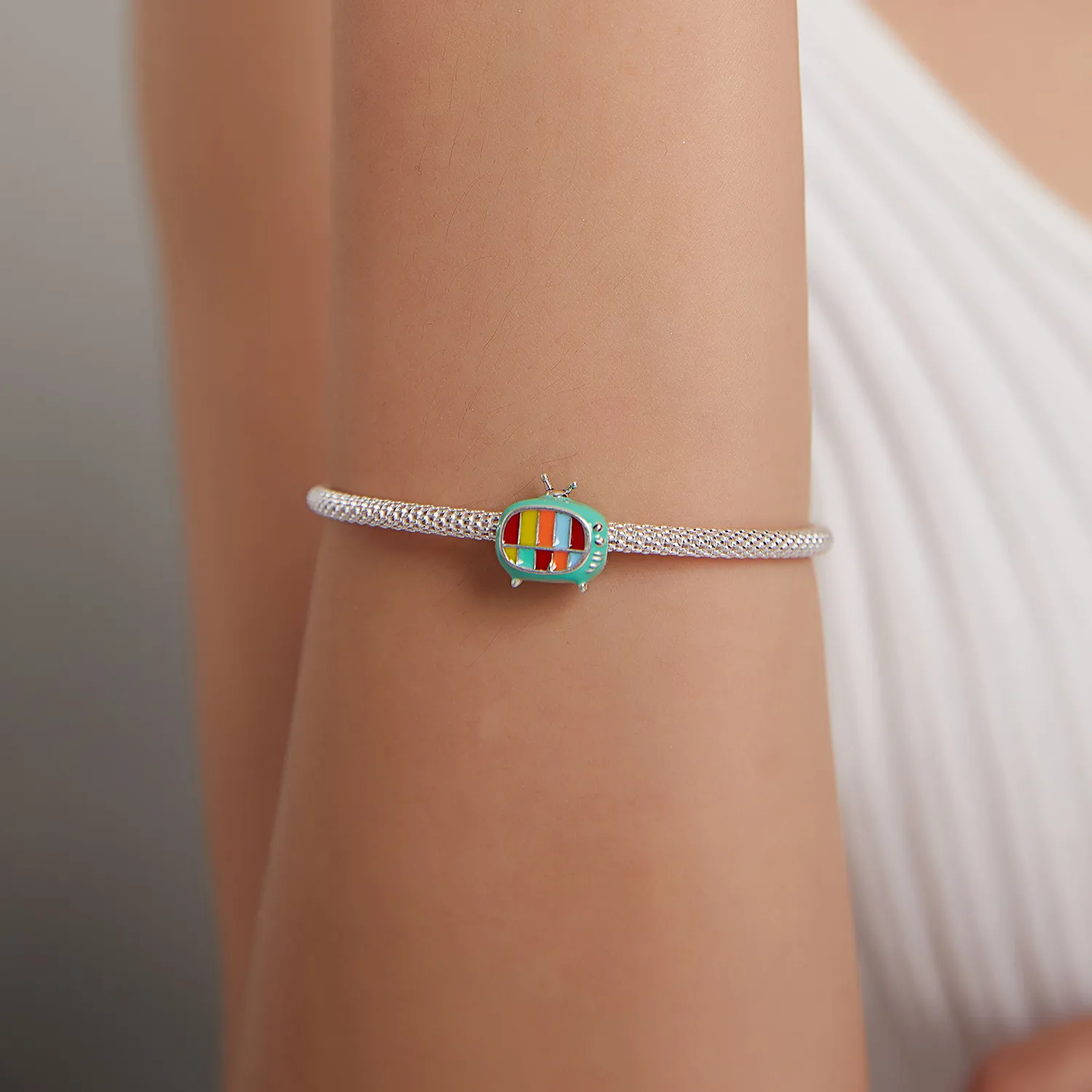 Pandora Style Silver Mini Color TV Charm - SCC1861
