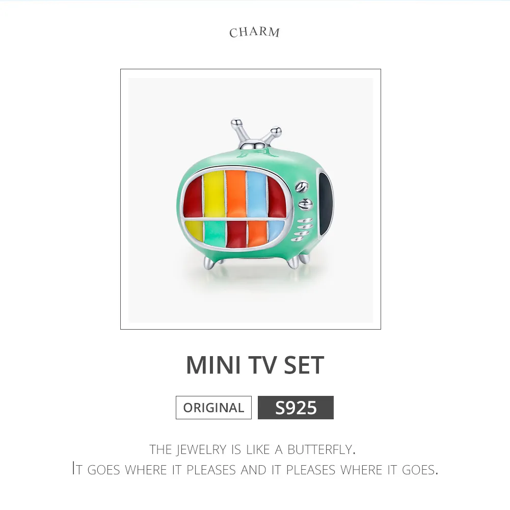 Pandora Style Silver Mini Color TV Charm - SCC1861