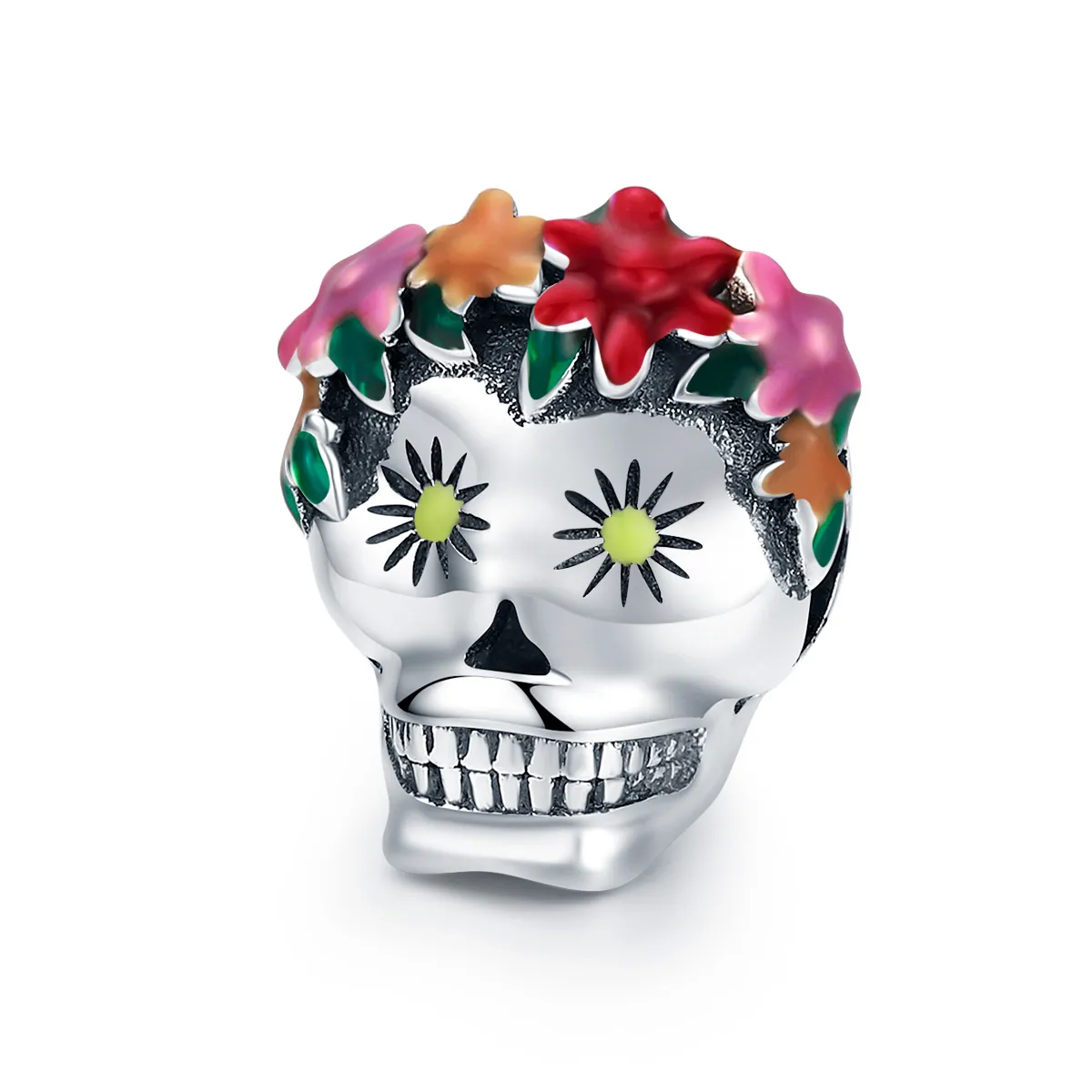 pandora style silver sugar skull charm scc888