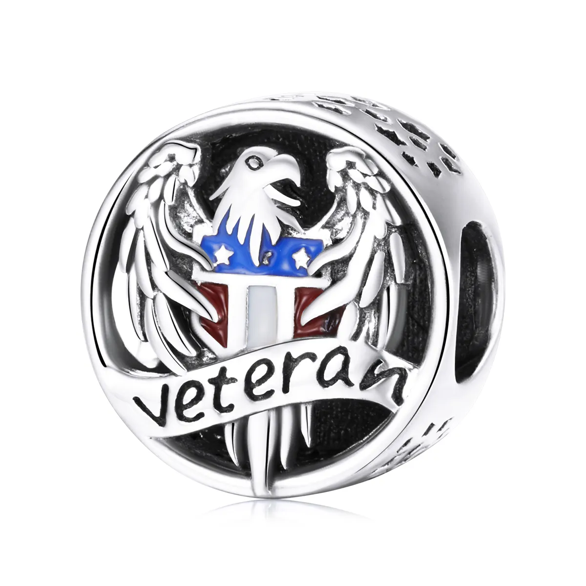 pandora style silver veteran charm scc1885