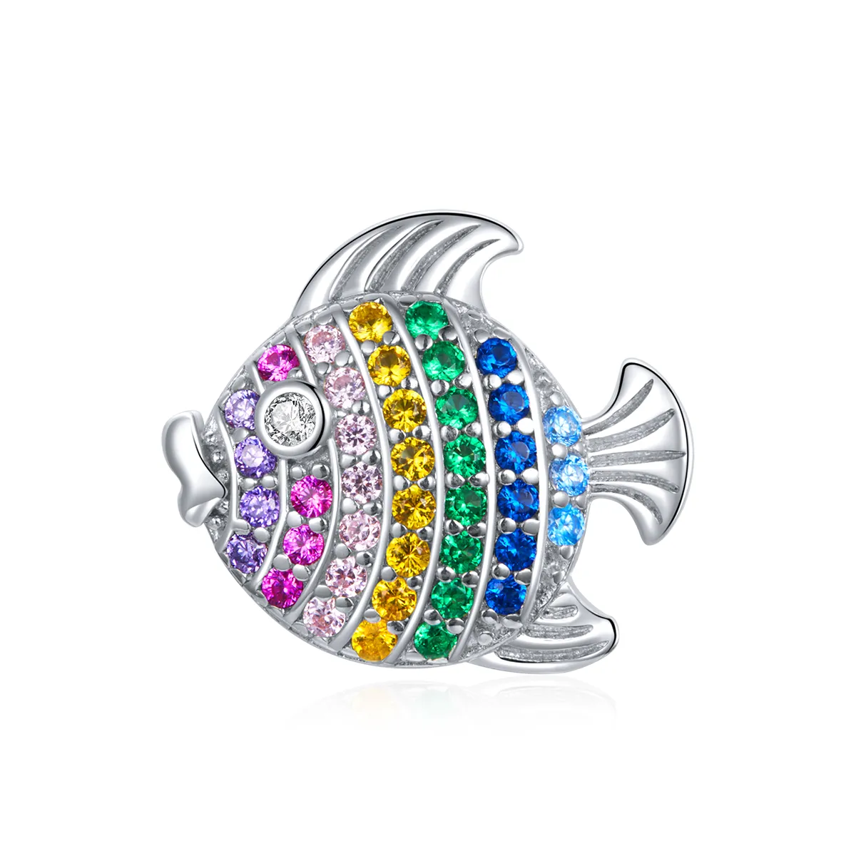 pandora style sølv fargerike fisk charm scc1803
