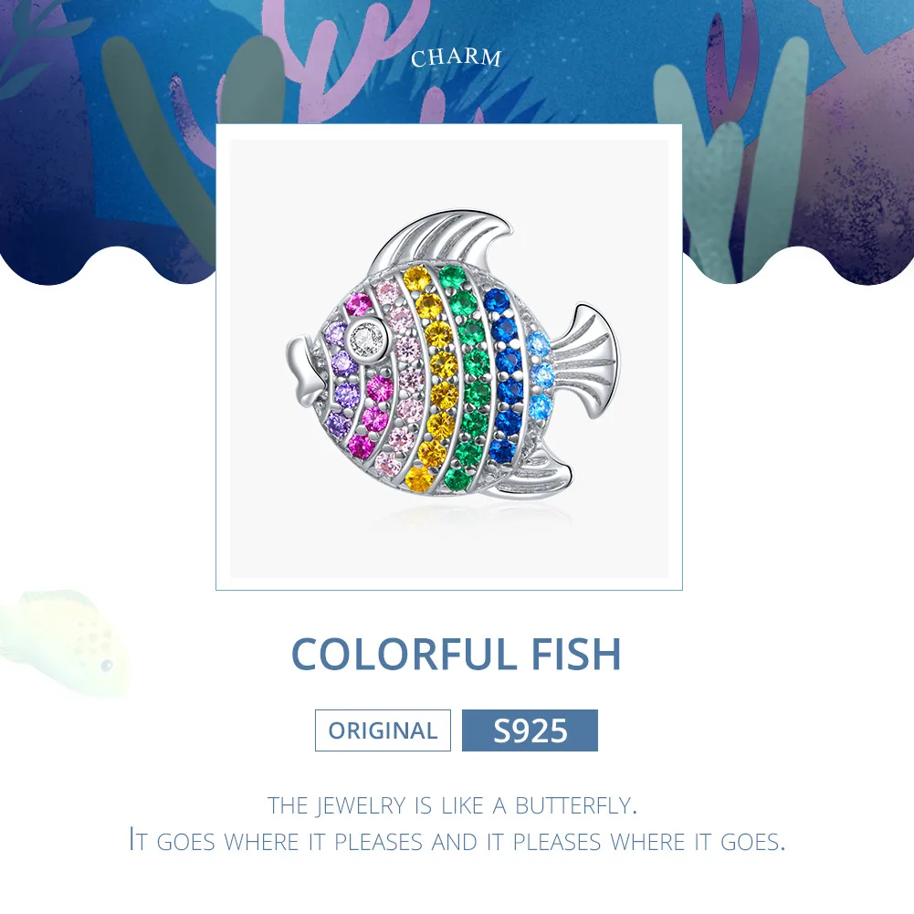 Pandora Style Sølv Fargerike Fisk Charm - SCC1803
