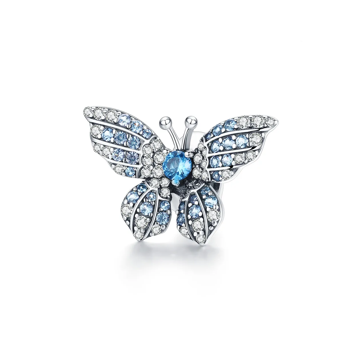 Pandora Style Sølv Glitter Butterfly Charm - BSC061