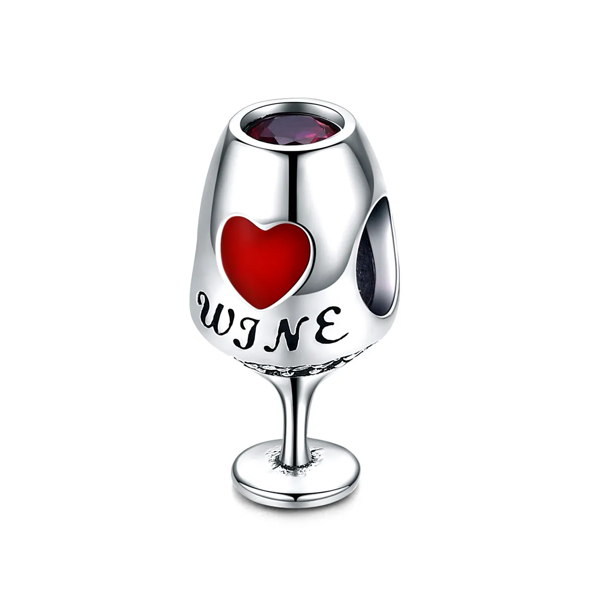 Pandora Style Sølv Rødvin Glass Charm - SCC788