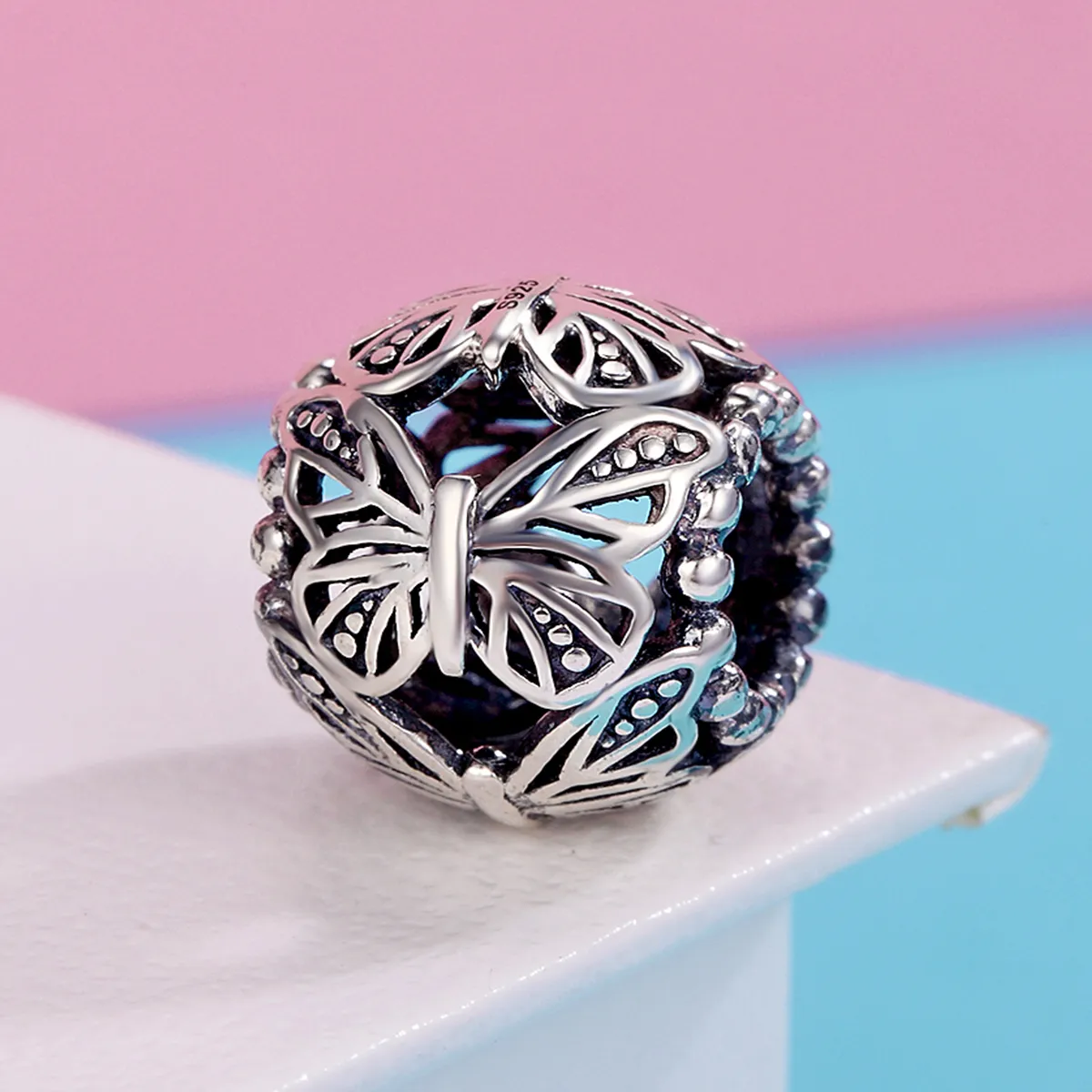 Pandora Style Sølv Vintage Sommerfugl Charm - SCC491
