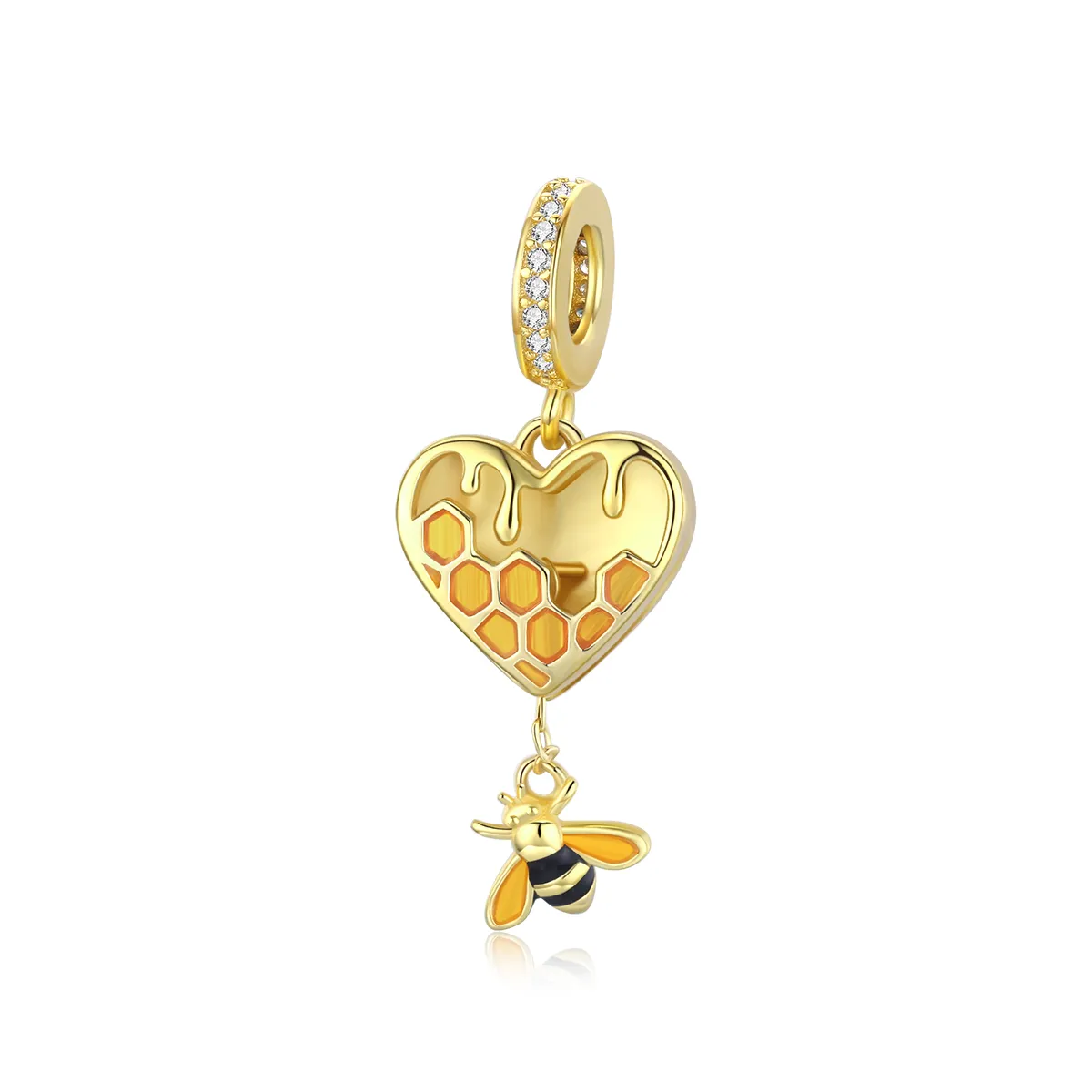 pandora style 18 karat gullbelagt love honeycomb dangle scc1714