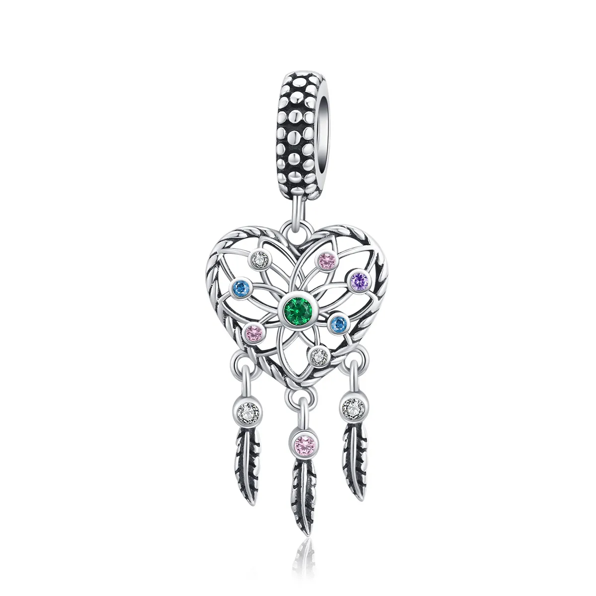 pandora style silver openwork family tree heart dingle scc1445
