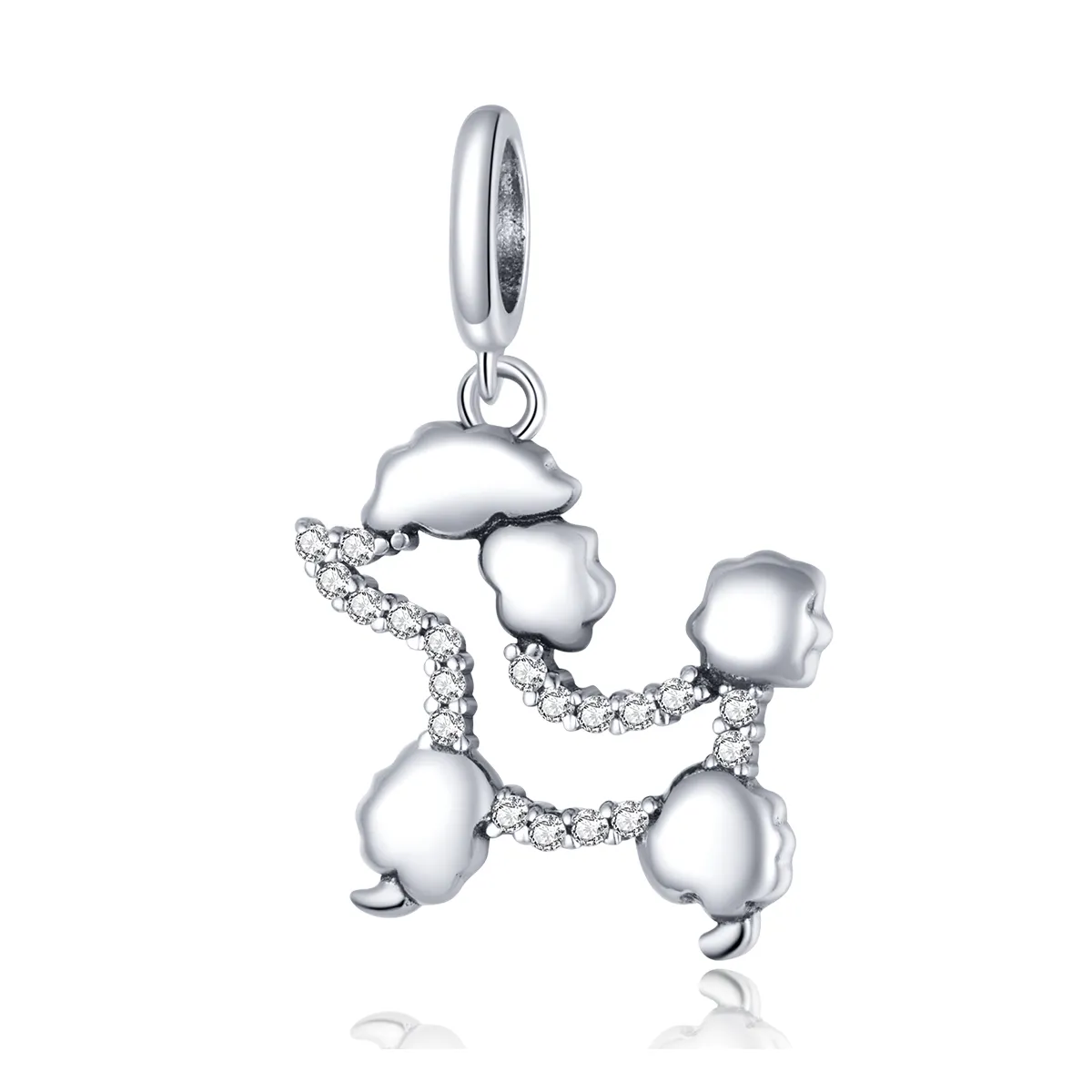 pandora style silver poodle silhouette dangle scc1681