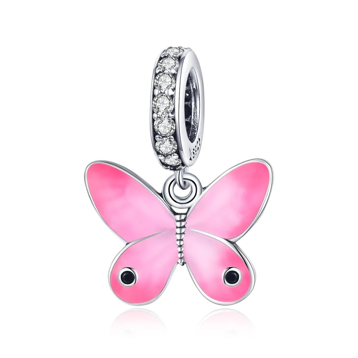pandora style sølv rosa butterfly dingle scc1728