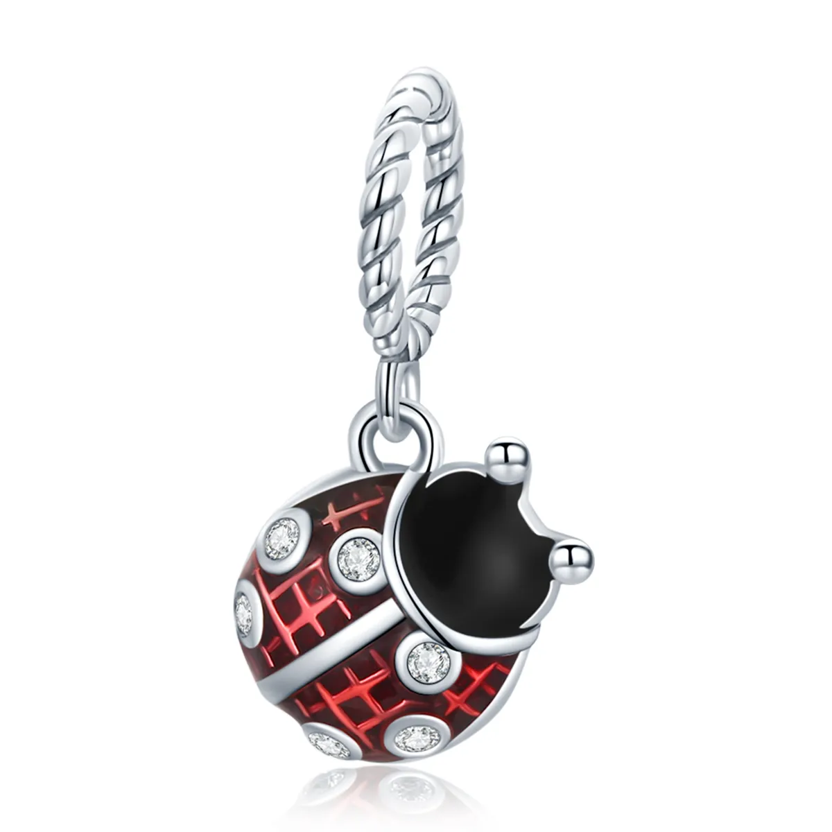 pandora style sølv seks star ladybug dangle scc1874