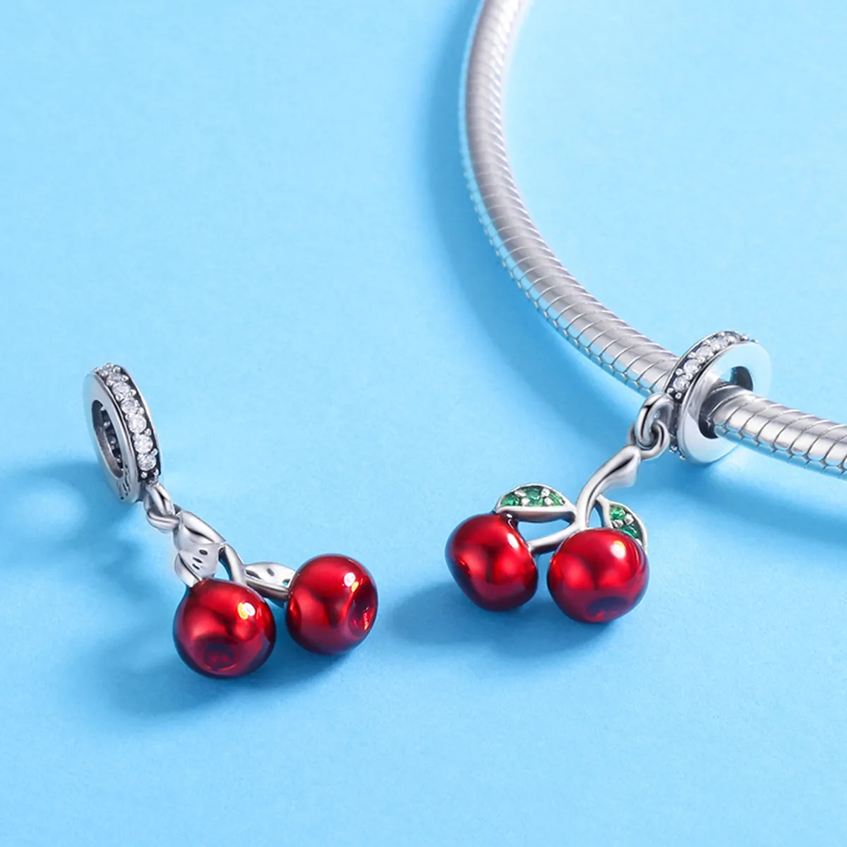 Pandora Style Sølv sommerkirsebær Dangle - SCC784