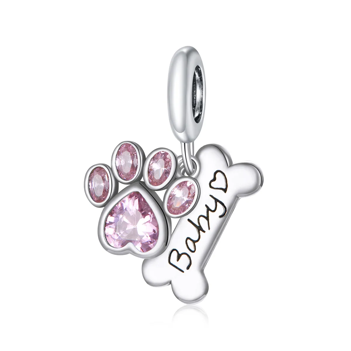 pandora style sølv søt hundepote dangle scc1680