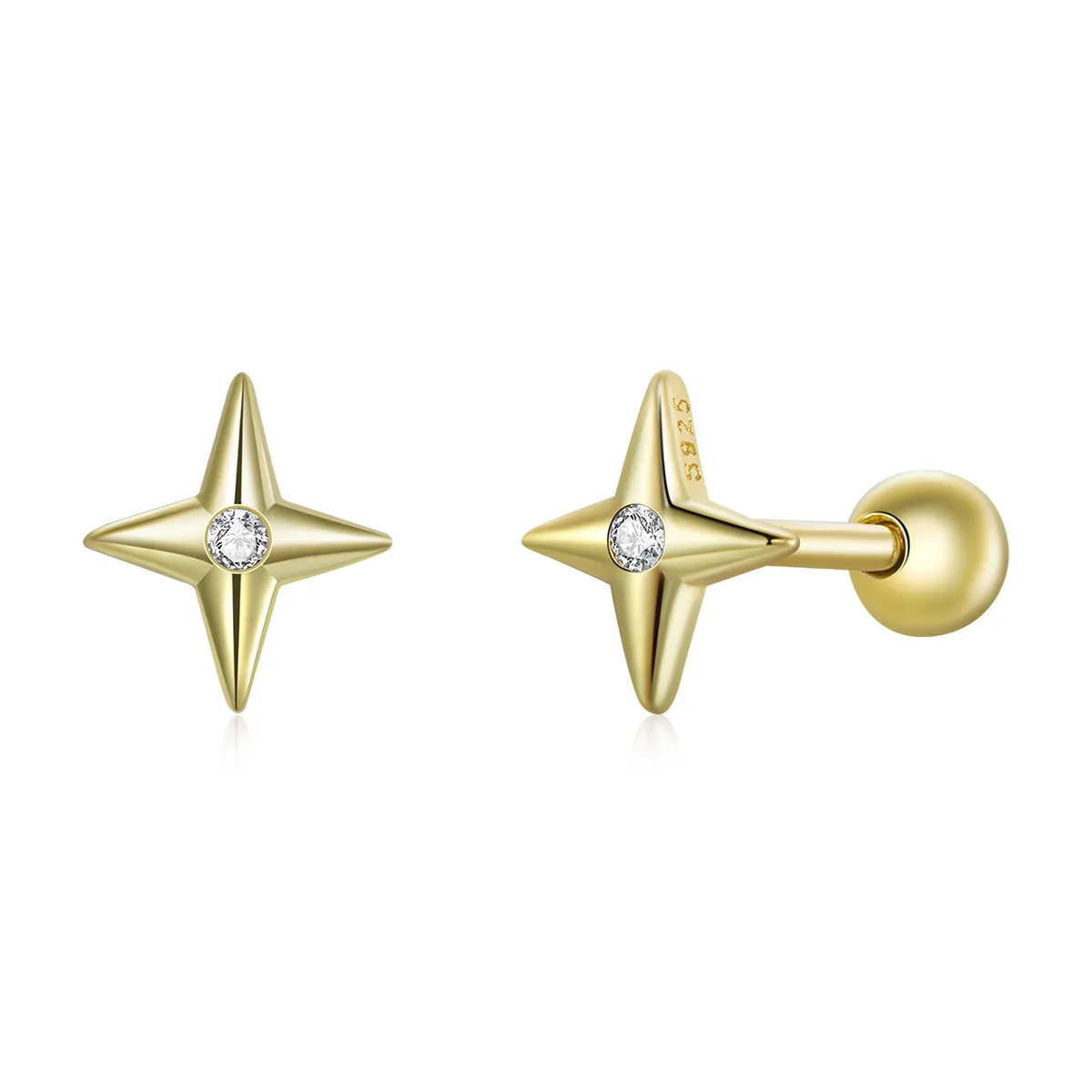 pandora style 18 karat gullbelagte golden stars øredobber sce1117