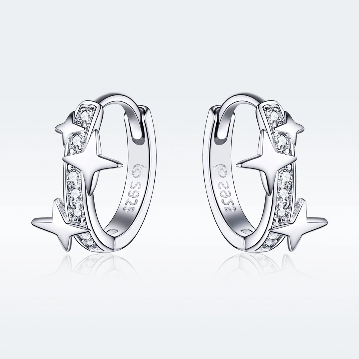 Pandora Style Silver A Star of Wish Hoop øredobber - BSE076