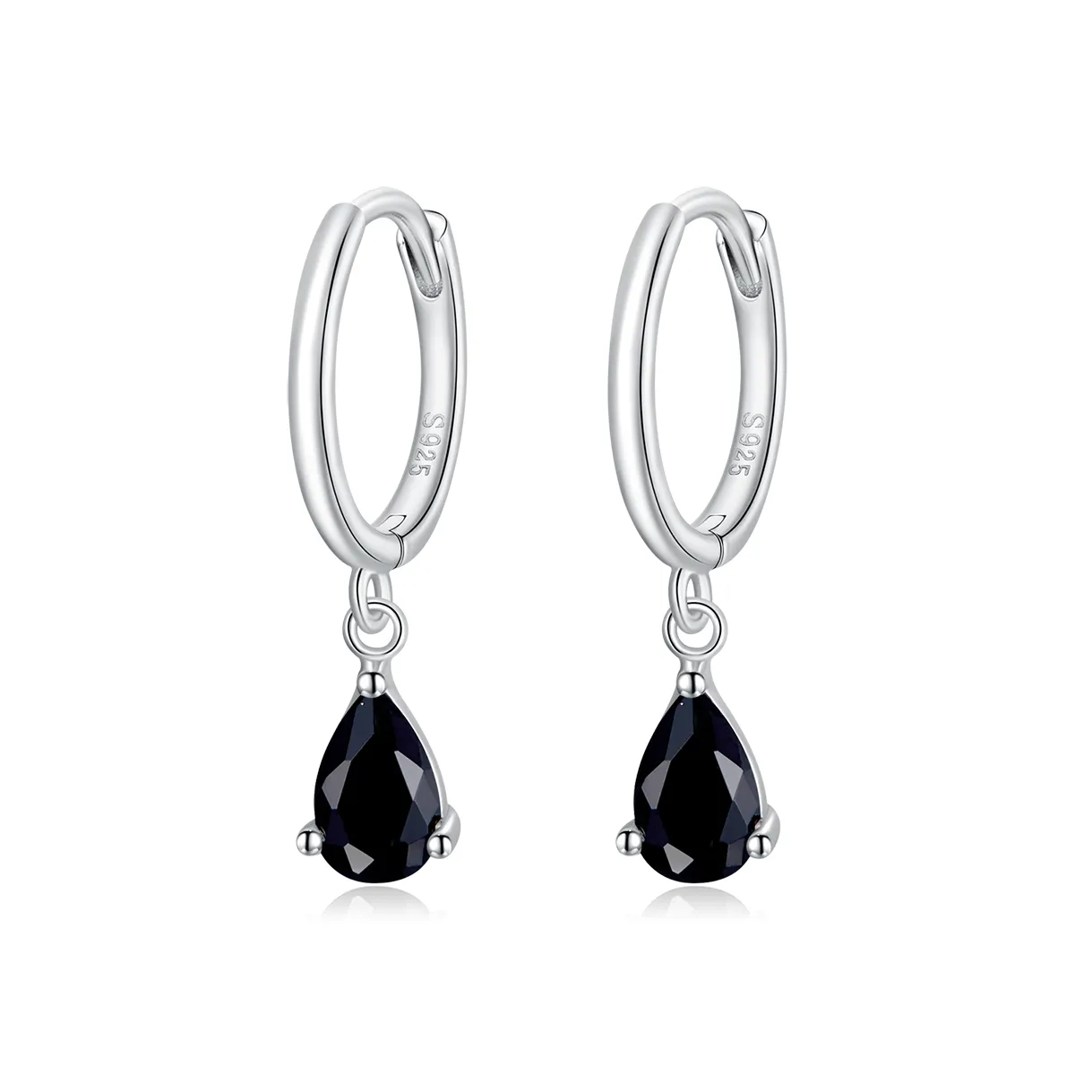 pandora style silver black drop dangle øredobber sce1018 bk