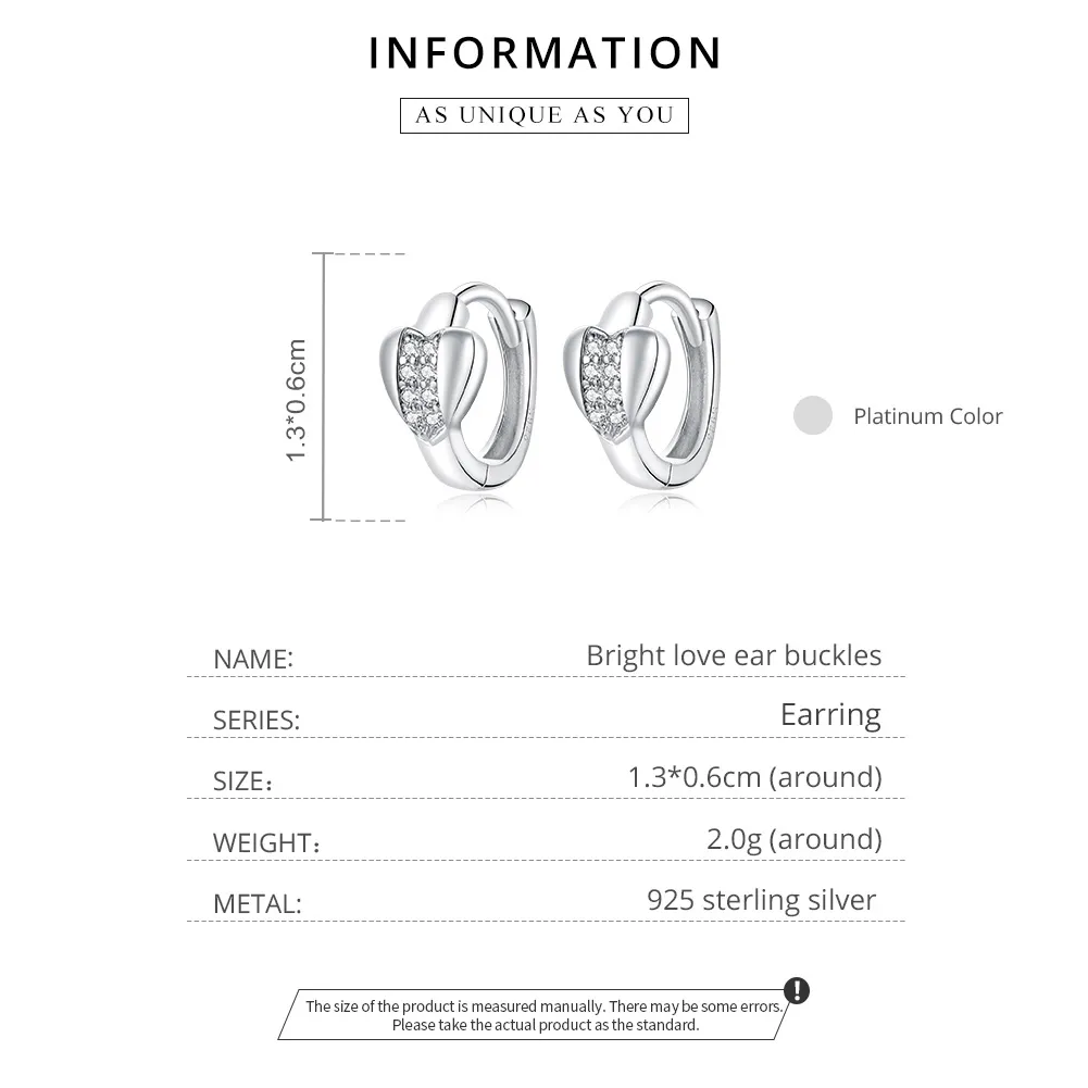 Pandora Style Silver Bright Love Hoop øredobber - SCE1109