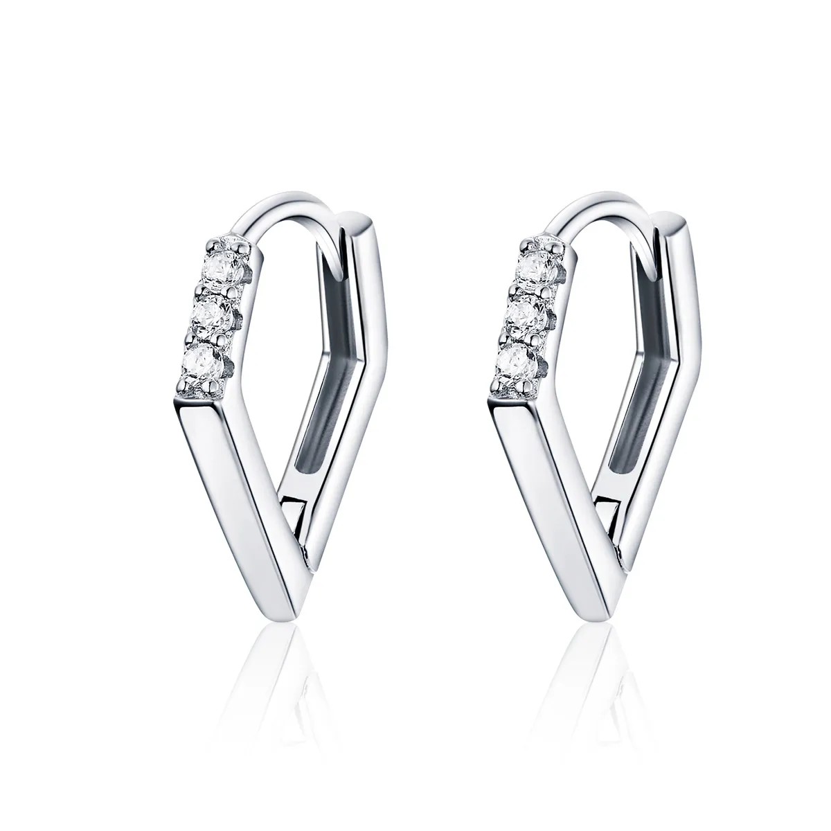 Pandora Style Silver Geometry Hoop øredobber - BSE162