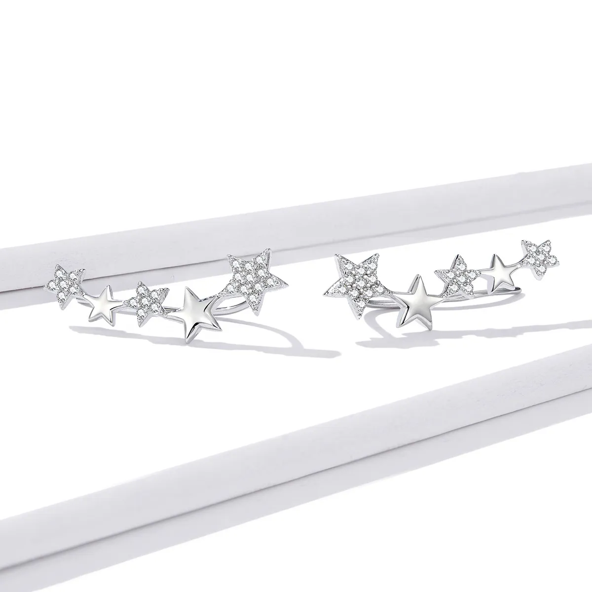 Pandora Style Silver Shining Stars ørepynt - BSE351